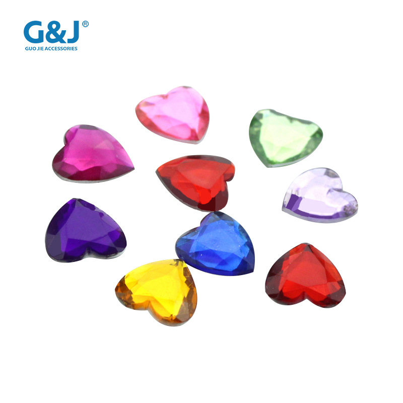 厂家批发国产亚克力钻桃心平底钻玩具头饰工艺品贴钻DIY饰品配件