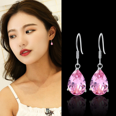 2020 New Arrival Hot Sale Wholesale Necklace Three-Piece Jewelry Set Korean Style Earrings Drop-Shaped Zircon Set