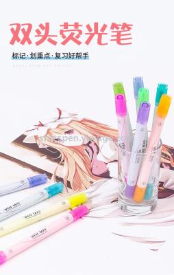 Brand new material, high quality, non-toxic and environmental protection, two-headed, two-color highlighter
