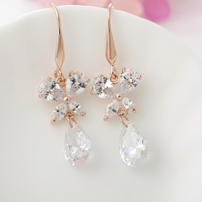 Factory Direct Sales Korean Style Gold Butterfly Earrings Rose Gold Plated Women's Fashion Electroplated Earrings Wholesale