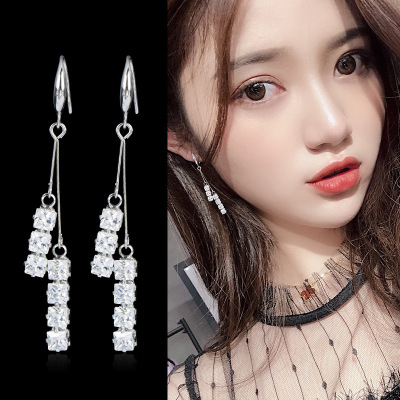 Ear Studs Women's Elegant Korean Simple Personalized All-Match Online Influencer Eardrops Long Sweet Earrings Girl Earrings Needle