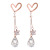 Fashion Love Heart Stud Earrings Temperament Mid-Length Water Drop Earrings Japan and South Korea Internet Hot Artificial Crystal Star Earrings Cool Earrings