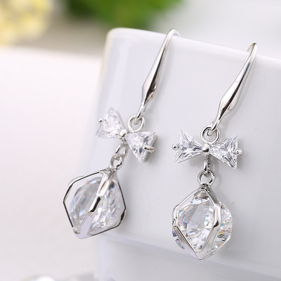 Korean Silver Needle Pearl Zircon Earrings Long Tassel Earrings Temperamental Simple Sweet All-Match Fashion Accessories