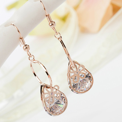 Korean-Style Cute Mini Zirconium Diamond Mid-Length Earrings Korean Fashion Accessories Gold-Plated Anti-Allergy Women's Earrings