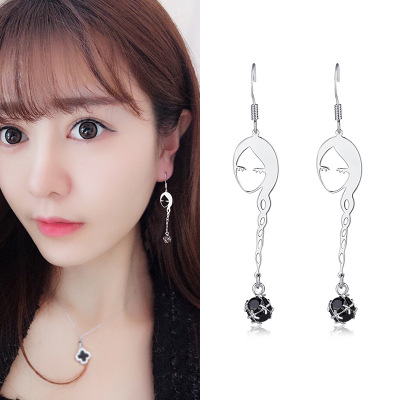 Pretty Girl Sterling Silver Earrings Elegant Korean Unique Earring All-Match Simple and Cool Wind Net Red Earrings Factory Direct Sales