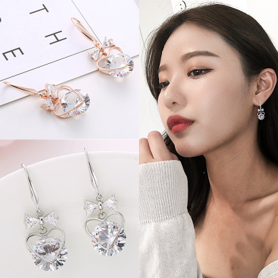 Factory Direct Sales Korean Style Heart of Eternity Earrings Rose Gold Plated Women's Fashion Electroplated Earrings Wholesale