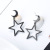 Manhuini 925 Silver Needle Star and Moon Stud Earring Female Korean Temperament Personality Black Five-Pointed Star Moon Star Ear Studs