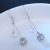 Manhuini round Face Earrings Women's Suitable for Artificial Crystal Long Temperamental Earrings Korean Style Slimming Double Line Tassel Earrings