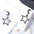 Manhuini 925 Silver Needle Star and Moon Stud Earring Female Korean Temperament Personality Black Five-Pointed Star Moon Star Ear Studs