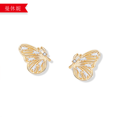 925 Silver Needle Butterfly Elegant Zircon Stud Earrings Korean Simple Earrings Wax Inlaid Silver Accessories Factory Direct Sales Wholesale