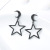 Manhuini 925 Silver Needle Star and Moon Stud Earring Female Korean Temperament Personality Black Five-Pointed Star Moon Star Ear Studs