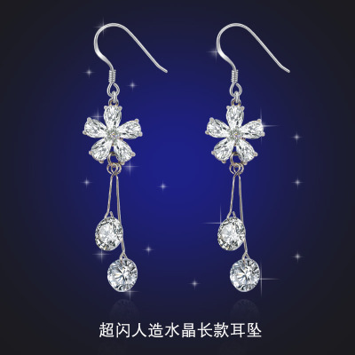 2020 New Earrings Hot Selling Temperament Earrings Fresh Earrings Super Flash Artificial Crystal Ear Hook Factory Direct Sales