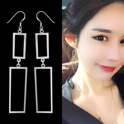 Rectangular Earrings Textured Exaggerated Earrings Factory Direct Sales Diamond Shaped Earrings 925 Silver Needle Factory Direct Sales Wholesale