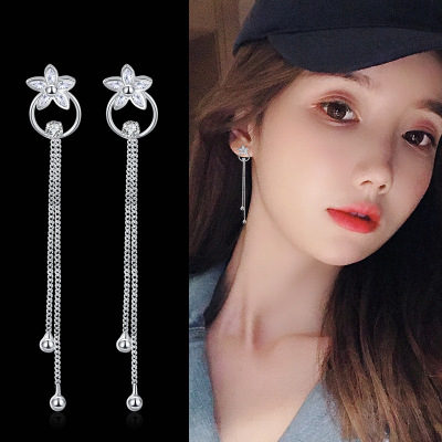 Earrings Korean Temperamental Long Pendant Women's Simple All Match Personality Earrings Online Influencer Tassel Earrings Anti-Allergy