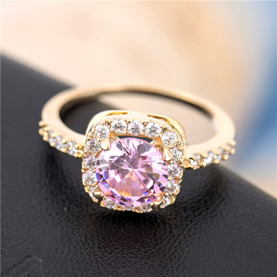 Hot Sale Classic Ring Japanese and Korean Female Silver Inlaid Exquisite Multi-Zircon Simulation Diamond Ring Couple Factory Direct Sales Wholesale