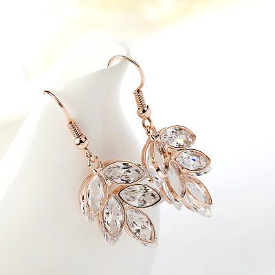 Foreign Trade Korean Style Long and Simple Mori Style Leaf-Shaped Earring Simple Fashion Customizable Factory Wholesale Direct Sales