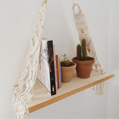 New Tapestry Shelf Hand-Woven Nordic Bohemian DIY Wall Storage Rack Shelf Tapestry Finished Product