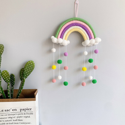 INS Decoration Ins Style Home Children's Room Decoration Pendant Hand-Woven Cloud Rainbow Hanging Decoration and Wall Decoration Pendant