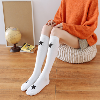 Long stocking female fashion INS five-pointed Star Japanese medium stocking cotton Korean versatile style simple knee