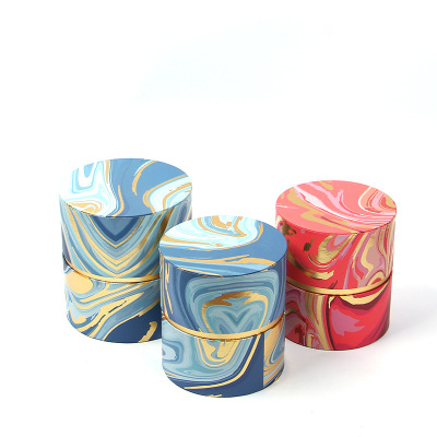 High-end metal paper Bronzed select bucket gift box cylinder packing box two-piece set of round colorful flower bucket boxes