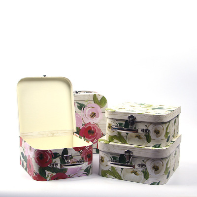 Spot Rose square hand box two-piece set with lock wedding gift box flower box with hand gift box two boxes