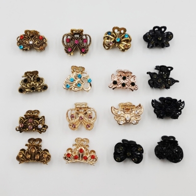 Alloy Diamond Small Claw Clip Head Clip Grip All-Match Hairpin Head Accessories Wholesale Exclusive for Cross-Border