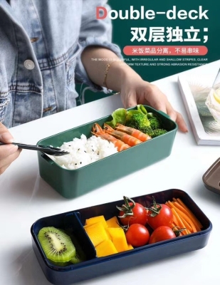 Z40-ZD-603 Japanese Lunch Box Office Workers Student Bento Box Double Deck Compartment Bento Box 900ml