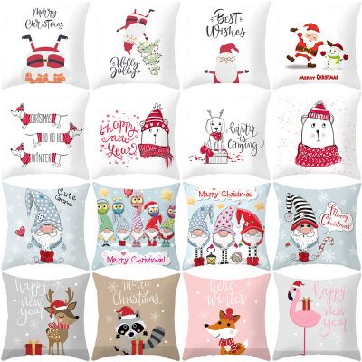 Cartoon Christmas short Stuffed pillow Case Cross-border Hot Style 2020 New Sofa Pillow Case Square Cushion Pillow Case