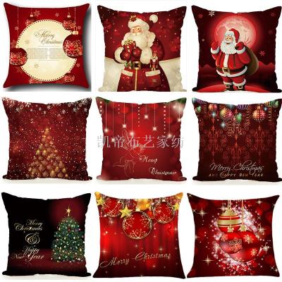 Christmas cotton and hemp pillow Europe and America Christmas Digital printing gold sofa pillow cushion Cover Support custom