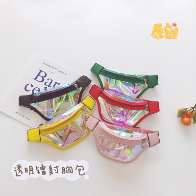 Wholesale Children's Bag Korean Laser Transparent Waist Bag for boys and girls one-shoulder cross-body Bag mini baby Bag Zero Purse