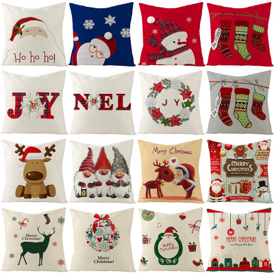 Cartoon Christmas Cover 2020 New linen Cover Cover Cover cross-border For Christmas cushion Cover