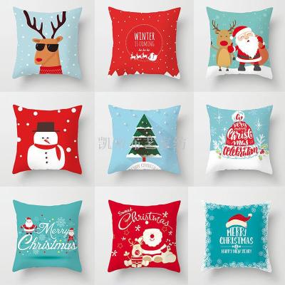 INS Home European and American Christmas Pillow Digital Printing Polyester Peach Skin Car Pillow Cushion Pillowcase Backrest