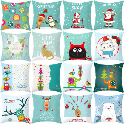 Green Series 2020 Christmas short plush pillowcase for cross - border maze-like customized sofa as cover