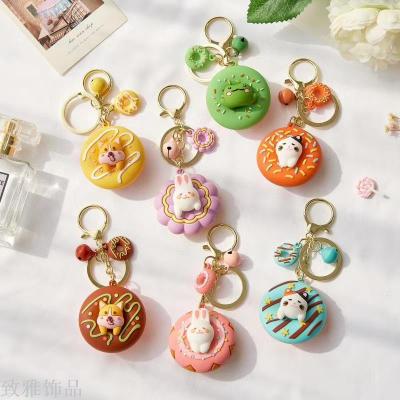 Donuts Decorated PVC key chain small animal bag Pendant Lovely
