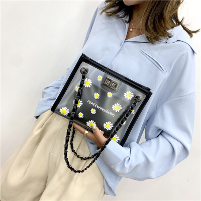 Wholesale Fashion PVC Transparent Composite Bags Women's Bag New Korean Fashion Little Daisy Shoulder Messenger Bag Popular