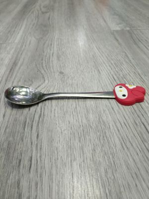 Express silicone handle stainless steel spoon, baby cartoon spoon baby tableware coffee stirring spoon