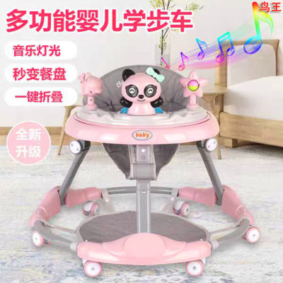 Baby walker multi-function anti-rolled-over hand push walker starter for boys and girls 6-18 months