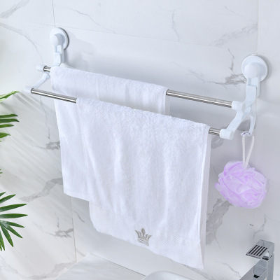 Towel Bar Punch-Free Space Aluminum Towel Rack Double Bar Bathroom Bathroom Hanging Rod Cool Towel Rack Bright
