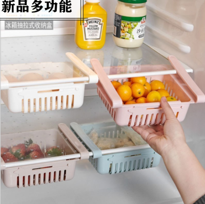 Plastic refrigerator storage container for refrigerated food in the kitchen
