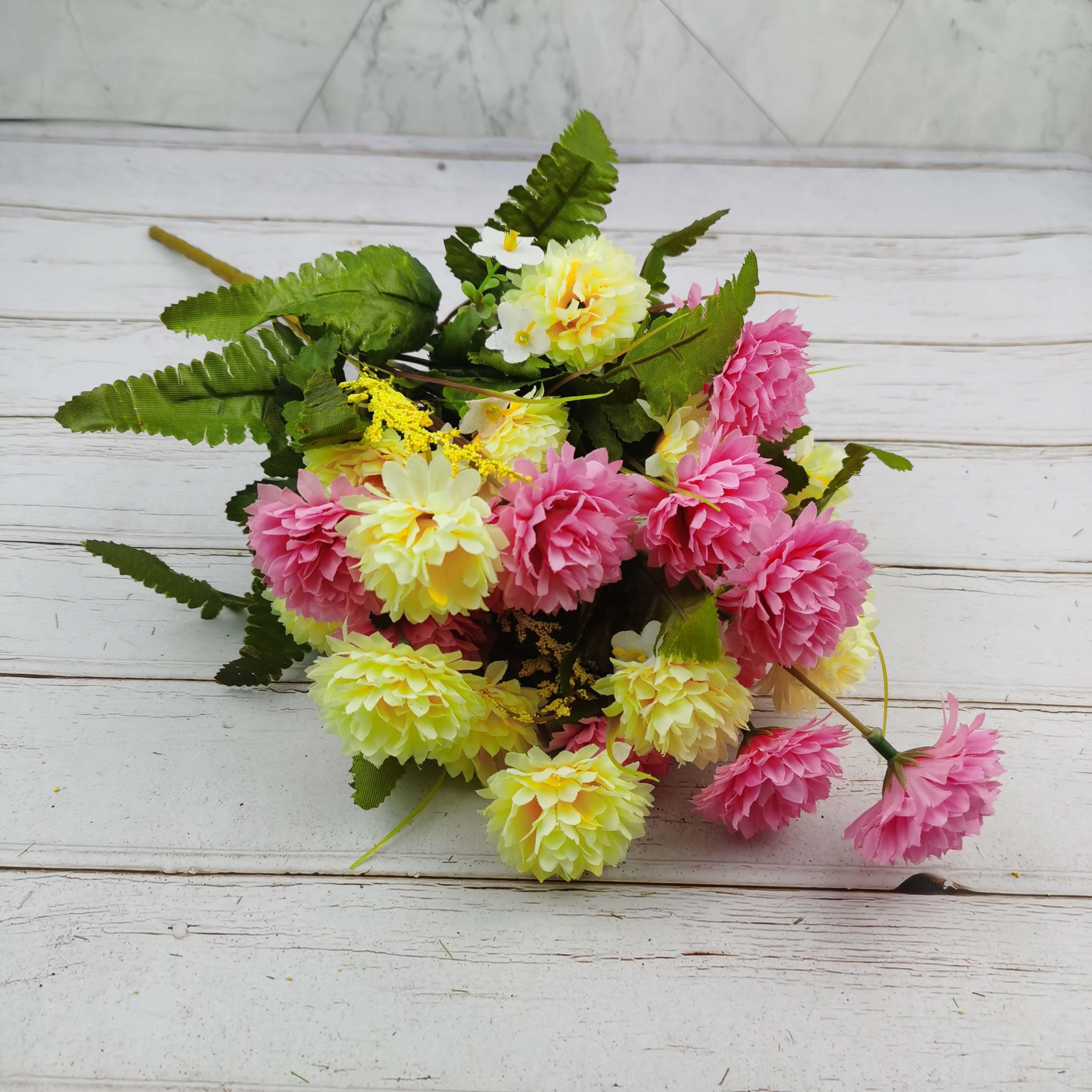 厂家批发热销 10头秋色中球菊外贸内销仿真花直销 室内外装饰花