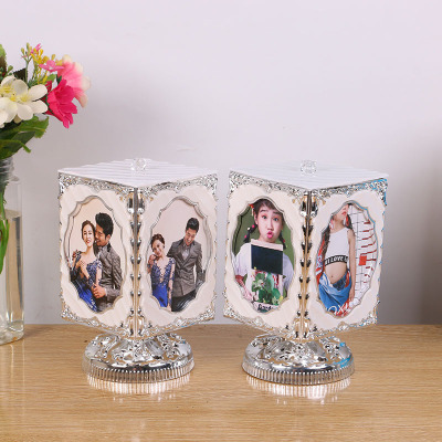 Factory Wholesale Creative Rotational Clockwork Music Box Photo Studio and Photo Frame 5-Inch Combined Table Children's Wedding Photo Frame