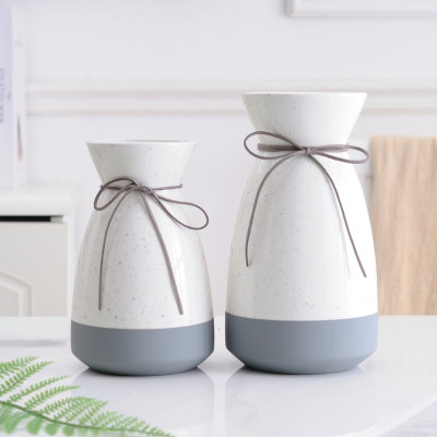 Simple and modern white and gray Separation color can store water Ceramic Vase flower ware household decoration all articles