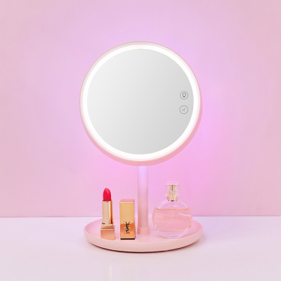 Retail Creative Makeup Mirror Table Lamp with Light Desktop Dressing Mirror Charging Folding Stack