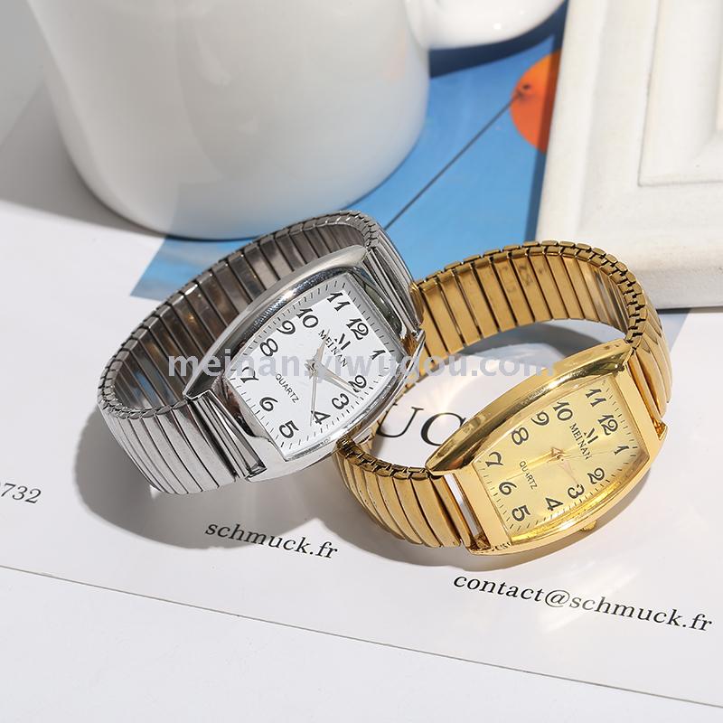 新款方形弹簧表 清晰数字面老人情侣手表 爸妈表