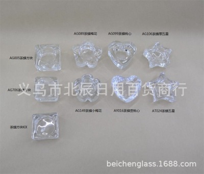 Manual pressing Mechanism Shaped Transparent DIY Glass Candle stand Tea Wax Cup Saucer Square Peach Heart Five Star