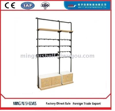 Wall-Mounted Steel and Wood Shelf Supermarket Maternal and Infant Store Boutique Display Shelf