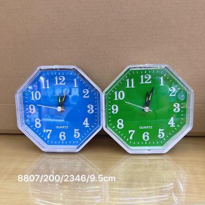 Foreign Trade Simple Square Plum Octagonal Shape Little Alarm Clock Color Literal Customizable PVC Packaging