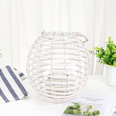 Wicker Lamp Basket Woven Table Lamp Retro Lamp Table Candle Light Basket Rattan Lamp Basket Rattan Storm Lantern