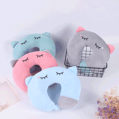 Cartoon U-Shaped Pillow Customized Crystal Super Soft Pp Cotton Neck Pillow Home Travel Neck Support U-Shaped Pillow Factory Wholesale