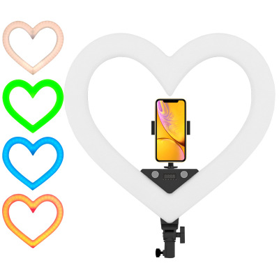 18 \\\"RGB Color Heart-Shaped Live Streaming Light Supplement Light Anchor Beauty Tender Skin Web Celebrity Magic Light Photography Light